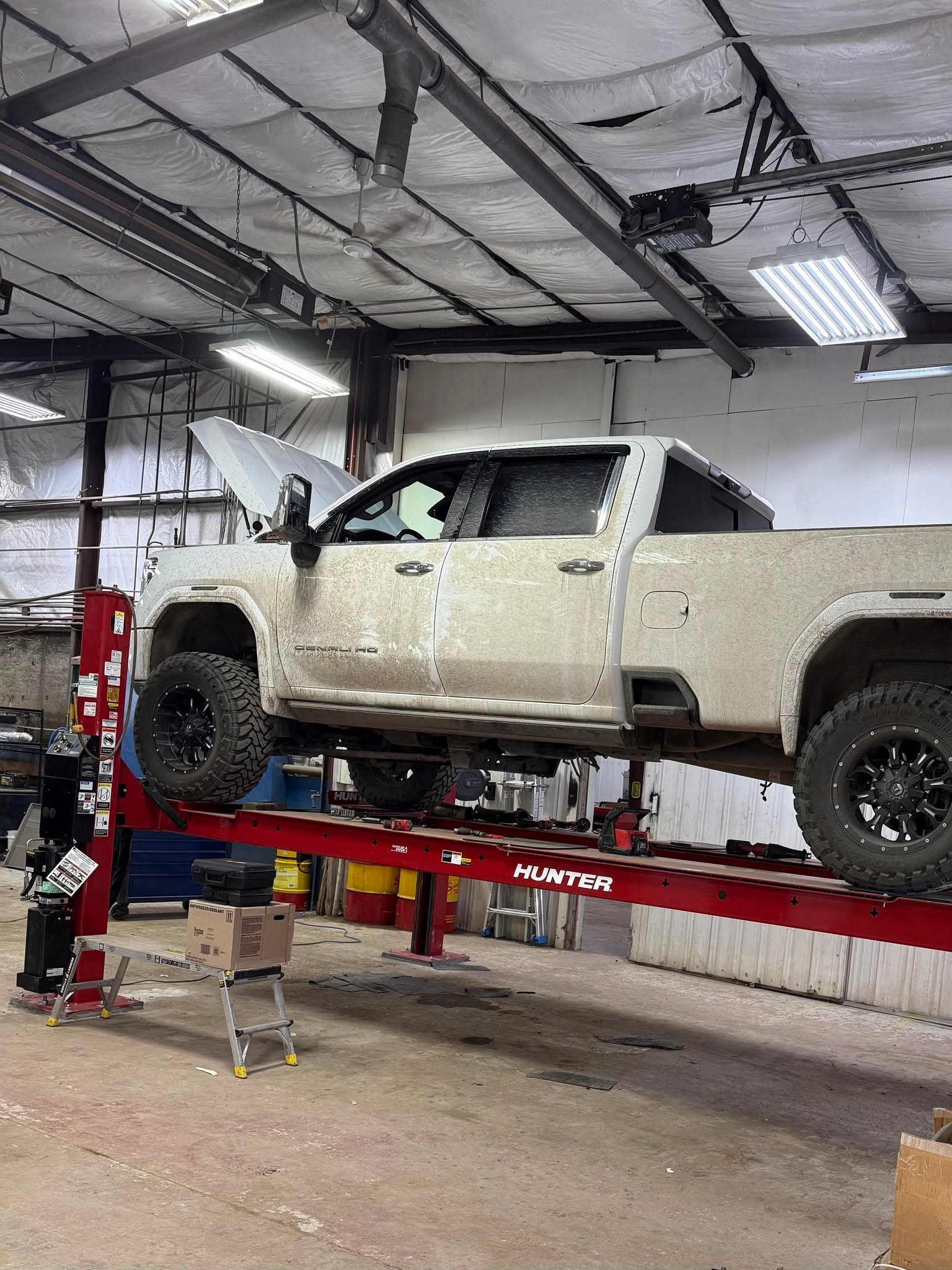 Pickup on a lift during shop service